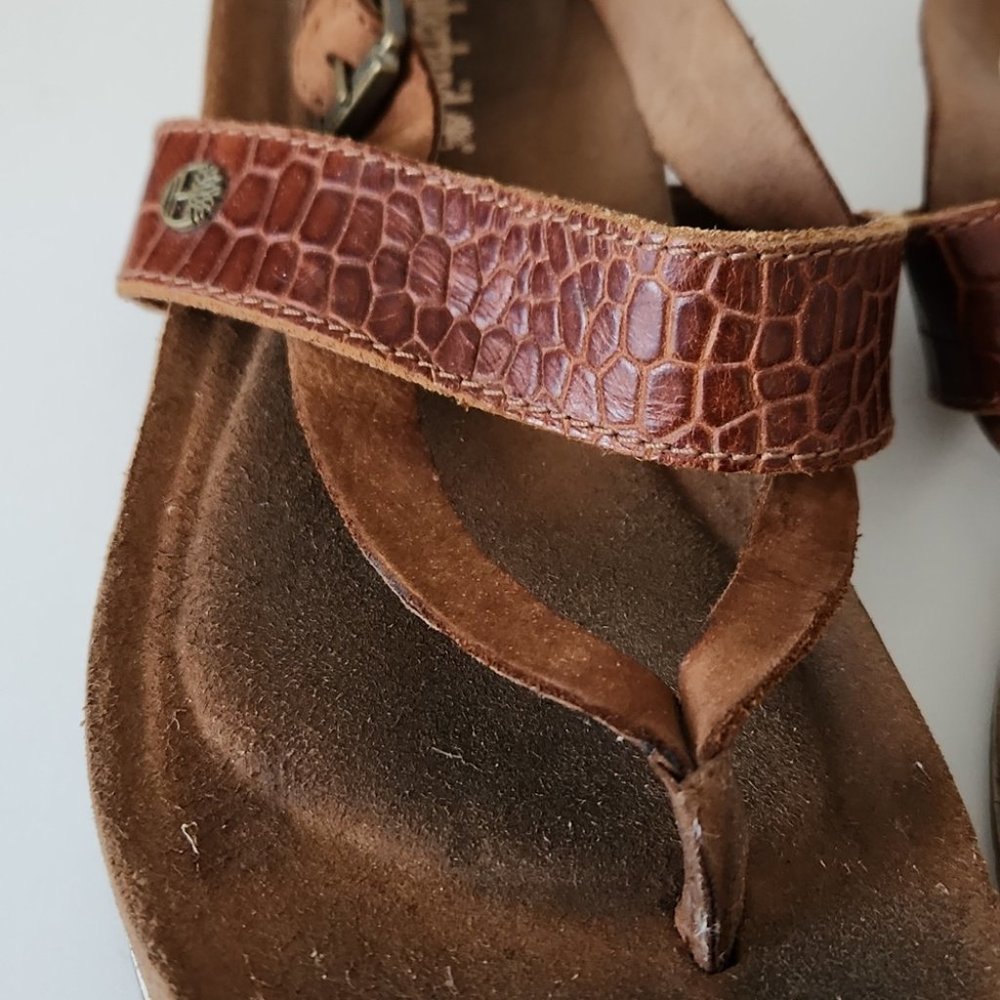 *SOLD* TIMBERLAND | Malibu Waves Thong Sandals brown leather sz 7.5 - Picture 4 of 5